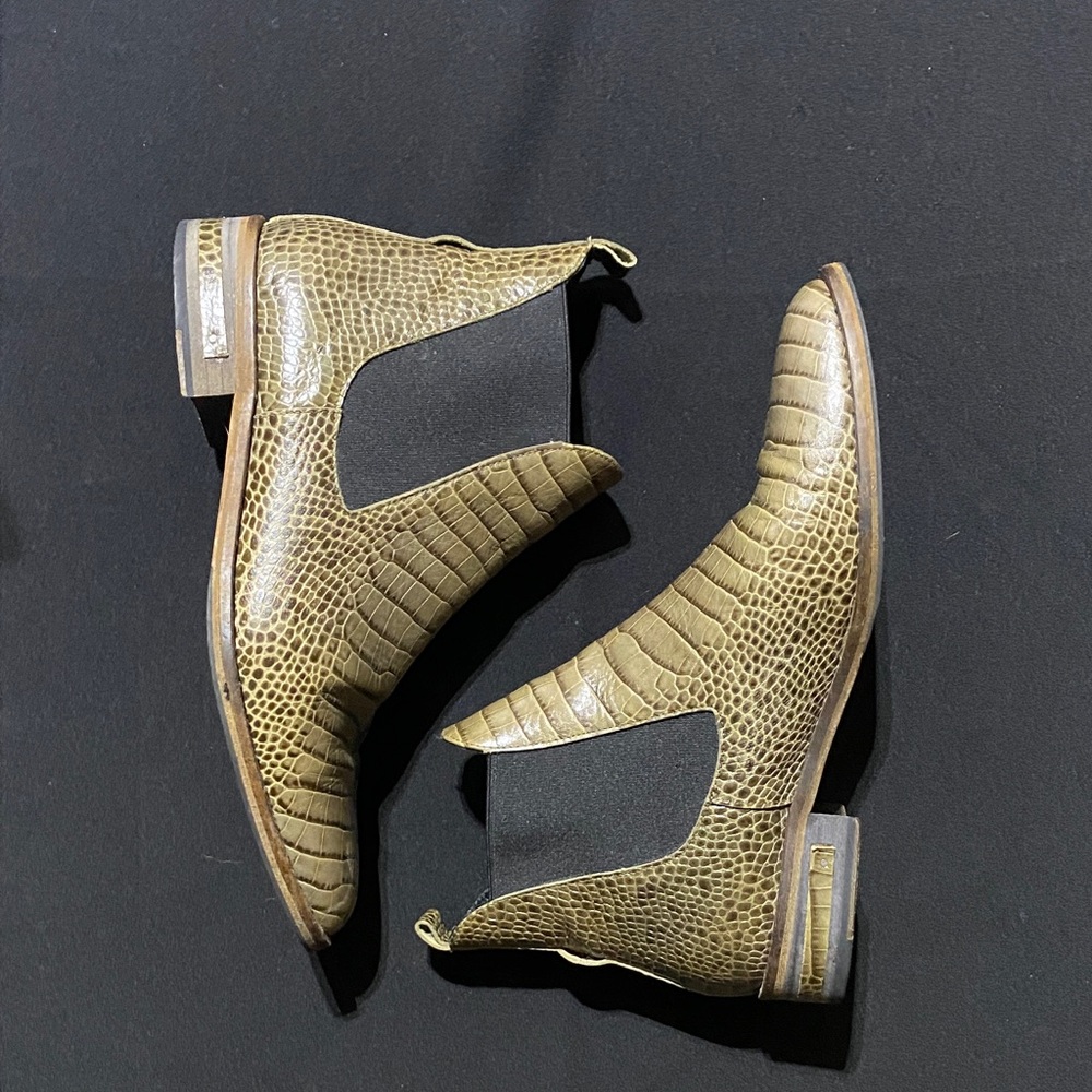 Freda Salvador Tan Crocodile Ankle Booties